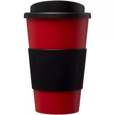 Kubek termiczny z serii Americano® o pojemności 350 ml z uchwytem - Czarny-Czerwony (21000216)
