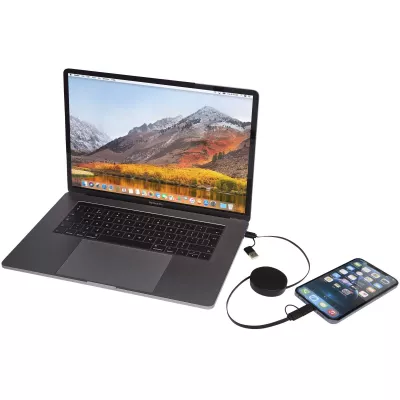 Citala zwijany kabel do synchronizacji danych i szybkiego ładowania 5 w 1 40 W o długości 90 cm z tworzyw sztucznych pochodzących z recyklingu - Czarny (12443090)