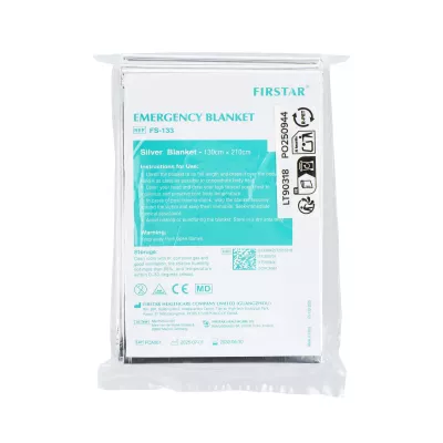 Koc ratunkowy do udzielania pierwszej pomocy 130 x 210 cm - srebrny (LT90318-N0005)