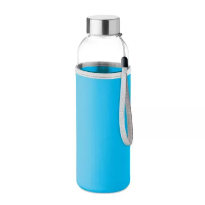 Butelka szklana 500 ml w neoprenowym etui UTAH GLASS - Turkusowy (MO9358-12)