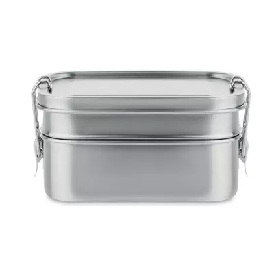 Pudełko na lunch stalowe 2 komory 1200 ml DOUBLE CHAN - Srebrny Mat (MO6212-16)