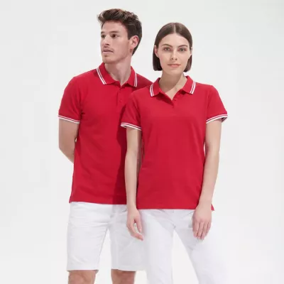 Polo damskie z piki 200 g/m² Sol's PASADENA WOMEN - Rojo/Blanco (S00578-RE)
