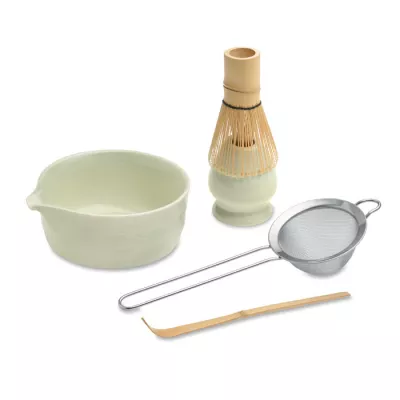 Zestaw do matchy 5 elementów z ceramiczną miską MATCHY - Miętowy Zielony (MO3215-77)