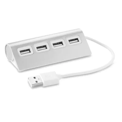 Hub USB 2.0 4-portowy aluminiowy ALUHUB - Srebrny Mat (MO8853-16)