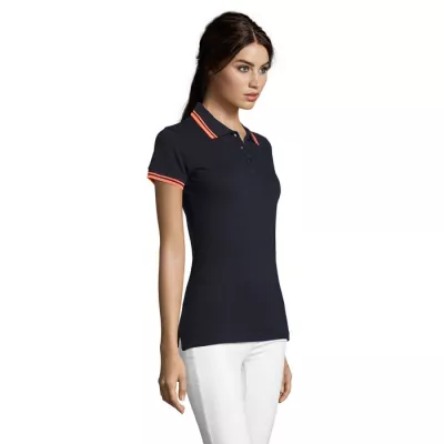 Polo damskie z piki 200 g/m² Sol's PASADENA WOMEN - French Navy/Neon Orange (S00578-FO)