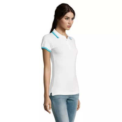 Polo damskie z piki 200 g/m² Sol's PASADENA WOMEN - White/Aqua (S00578-QU)