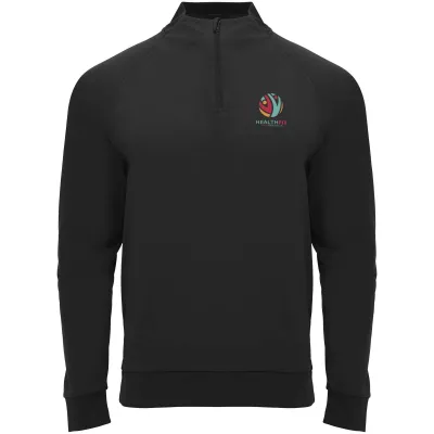 Epiro bluza unisex z długim rękawem i zamkiem błyskawicznym 1/4 200 g/m² - Czarny (R1115-BLACK)