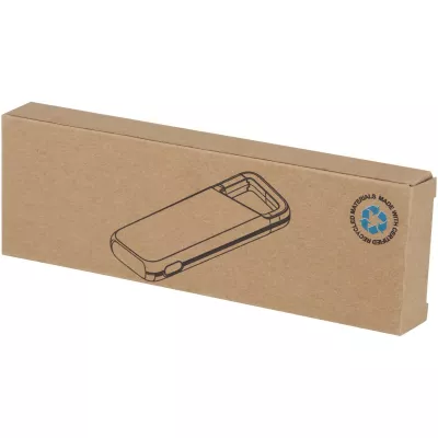 Alkes wodoodporny powerbank z karabińczykiem o pojemności 5000 mAh i mocy 12 W, wykonany z tworzyw sztucznych pochodzących z recyklingu - Czarny (12447090)