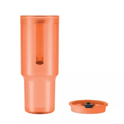 Kubek z RPET ze słomką 1200 ml MUGORA - Przezroczysty Pomaranczowy (MO2964-29)