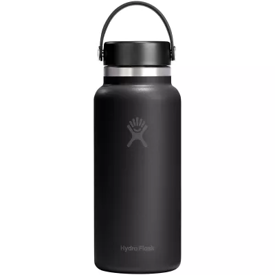 Butelka na wodę Hydro Flask Wide Mouth, pojemność 946 ml, z izolacją termiczną, wykonana ze stali nierdzewnej - Czarny (10099190)