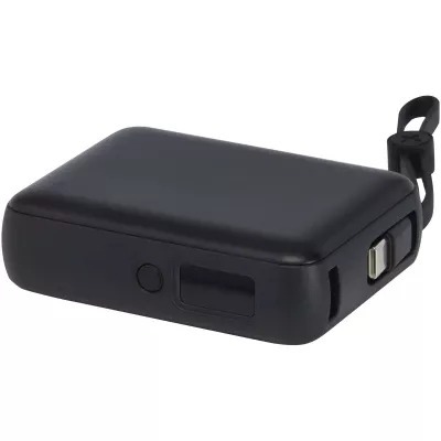 Acrux powerbank do tabletu o pojemności 10 000 mAh i mocy 35 W z wbudowanym kablem typu C - wykonany z tworzyw sztucznych pochodzących z recyklingu. - Czarny (12445090)
