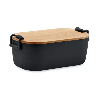 Lunchbox z PP z bambusową pokrywką 700 ml LEKKER - Czarny (MO2459-03)