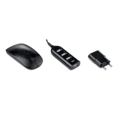 Zestaw akcesoriów z powerbankiem 4000 mAh POWERSET - Czarny (MO8827-03)