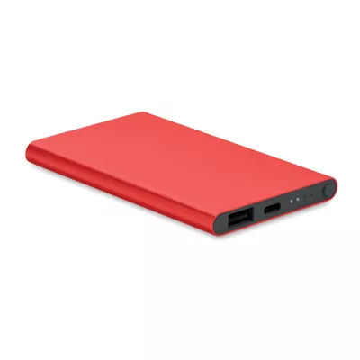Powerbank płaski 4000 mAh aluminiowy POWERFLAT C - Czerwony (MO6825-05)