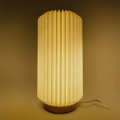 Składana papierowa lampa LED Coollux Aurora Tall na drewnianej podstawie, 32 cm - naturalny-t (LT40726-N0094)