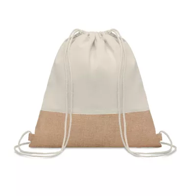 Worek ze sznurkiem bawełniany z jutą 160 g/m² INDIA - Bezowy (MO9516-13)