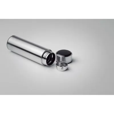 Butelka termiczna z termometrem LED 450 ml POLE - Srebrny Mat (MO9796-16)