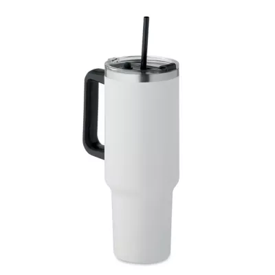 Kubek termiczny stalowy ze słomką 1200 ml SUMA - Bialy (MO2327-06)