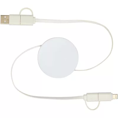 Citala zwijany kabel do synchronizacji danych i szybkiego ładowania 5 w 1 40 W o długości 90 cm z tworzyw sztucznych pochodzących z recyklingu - Biały (12443001)