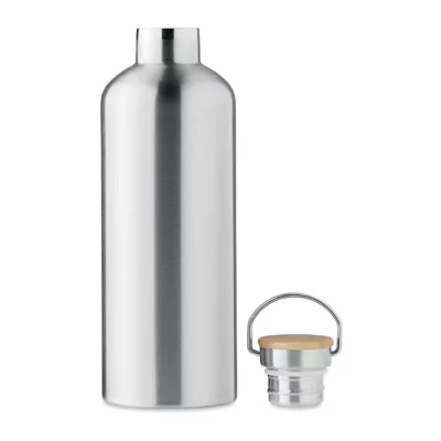 Termos dwuścienny z bambusem 1500 ml HELSINKI EXTRA - Srebrny Mat (MO6676-16)
