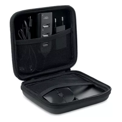 Zestaw akcesoriów z powerbankiem 4000 mAh POWERSET - Czarny (MO8827-03)