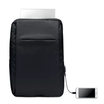 Plecak na laptop 13" z RPET z kablem USB SEOUL - Czarny (MO6328-03)