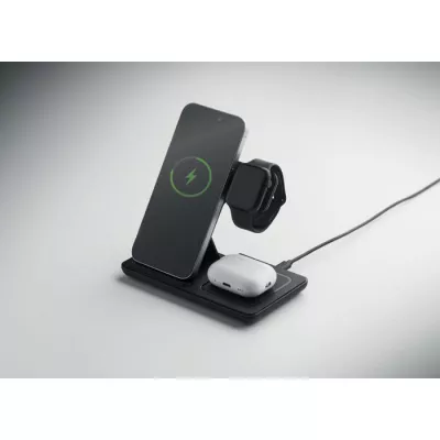 Ładowarka bezprzewodowa 3 w 1 składana 15W DOCK3 - Czarny (MO3172-03)