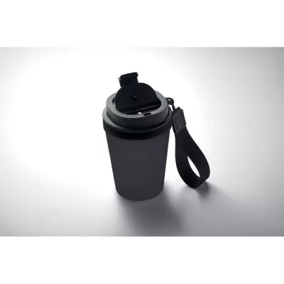 Kubek z PP z paskiem 300 ml ISFORDEN TUMBLER - Czarny (MO2670-03)