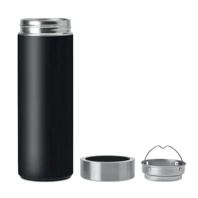 Termos w bambusowej obudowie 400 ml BATUMI - Czarny (MO9421-03)