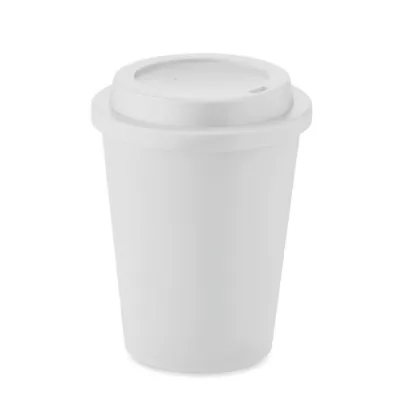 Kubek dwuścienny z PP z ustnikiem 300 ml NOLA - Bialy (MO6582-06)