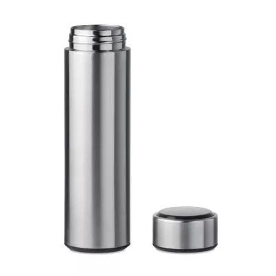 Butelka termiczna z termometrem LED 450 ml POLE - Srebrny Mat (MO9796-16)