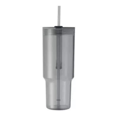 Kubek z RPET ze słomką 1200 ml MUGORA - Przezroczysty Szary (MO2964-27)