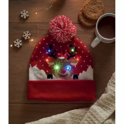 Czapka świąteczna z 6 diodami LED SHIMAS LIGHT - Czerwony (CX1539-05)