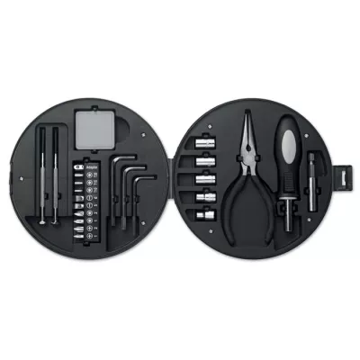 Zestaw narzędzi 25 elementów w etui-oponie RUEDA TOOL - Czarny (MO8471-03)