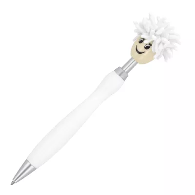 Długopis z włosami z obrotową kulką - biały (LT87899-N0001)