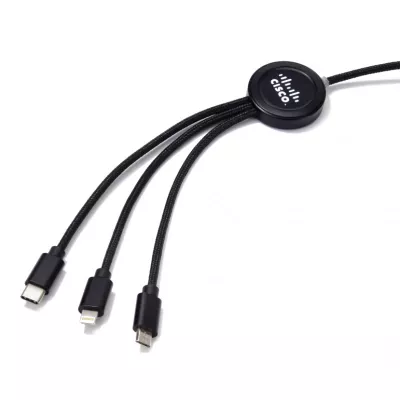 Kabel 3w1 z podświetlanym logo długi 120 cm, W201TG - czarny (EG053403)