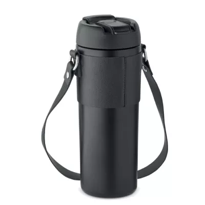 Kubek termiczny stalowy z paskiem 700 ml AIRA - Czarny (MO6971-03)