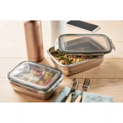 Lunchbox ze stali z recyklingu 850 ml LOX - Przezroczysty Szary (MO2343-27)