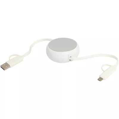 Alasia zwijany kabel do synchronizacji danych i szybkiego ładowania 5 w 1 45 W o długości 100 cm z tworzyw sztucznych i aluminium pochodzących z recyklingu - Srebrny (12442081)