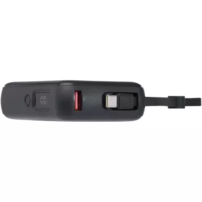 Acrux powerbank do tabletu o pojemności 10 000 mAh i mocy 35 W z wbudowanym kablem typu C - wykonany z tworzyw sztucznych pochodzących z recyklingu. - Czarny (12445090)