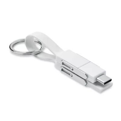 Brelok z kablem do ładowania 4 w 1 KEY C - Bialy (MO6820-06)