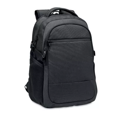 Plecak na laptop 15" z RPET 600D z 3 komorami HANA - Czarny (MO2047-03)