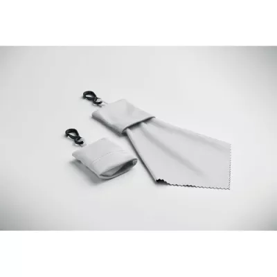 Ściereczka czyszcząca z RPET w woreczku CLEAR - Bialy (MO2813-06)