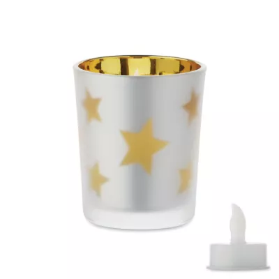 Świeczka LED tealight w szklanym słoiku LANDLE - Matowy Zloty (CX1572-98)
