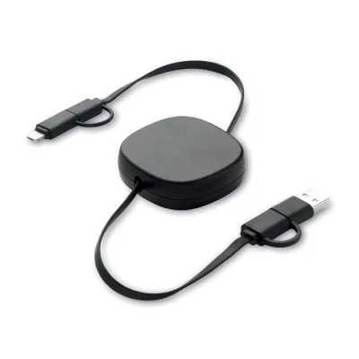 Kabel do ładowania zwijany 60W 80 cm LINEA - Czarny (MO2425-03)