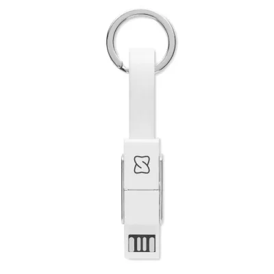Brelok z kablem do ładowania 4 w 1 KEY C - Bialy (MO6820-06)