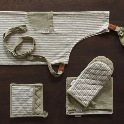 Fartuch Lord Nelson Victory w paski - jasnozielono / biały (LT54037-N3201)