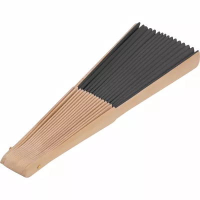 Papierowy wachlarz z drewnianą rączką - czarny (7152203)