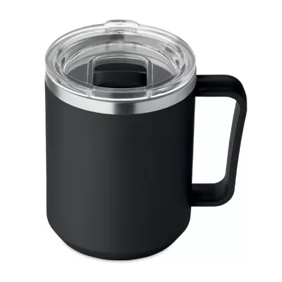 Kubek dwuścienny z przesuwaną pokrywką 400 ml COCOA - Czarny (MO2900-03)