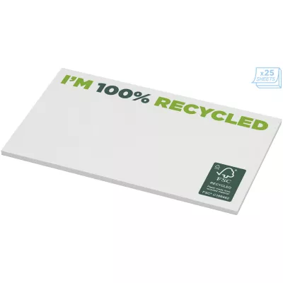Karteczki samoprzylepne z recyklingu o wymiarach 127 x 75 mm Sticky-Mate® - Biały (21288014)